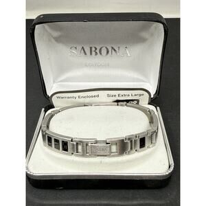Sabona Bracelet Mens Executive Duet Matte Stainless Magnetic New Xl